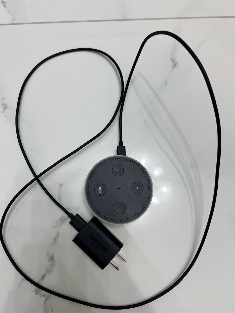 Amazon Smart Speaker - Charcoal Black Echo Dot with Power Adapter